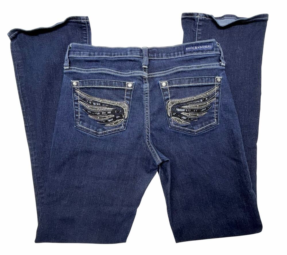 Rock & Republic Kassandra Women’s Jeans Size 10M Bootcut Flare Embellished